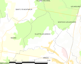 Mapa obce Villette-lès-Arbois