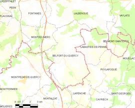 Mapa obce Belfort-du-Quercy