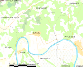 Mapa obce Duravel