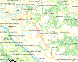 Mapa obce Longué-Jumelles