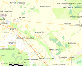 Mapa obce Val-de-Vesle