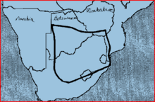 South Africa's Kaapvaal craton is outlined on this map.