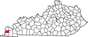 Mapa stanu Kentucky z zaznaczeniem hrabstwa Carlisle