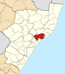 Mappa di KwaZulu-Natal con uMlalazi evidenziato (2016) .svg