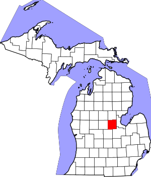 Map of Michigan highlighting Midland County