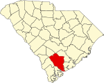 Colleton County osavaltion kartalla.