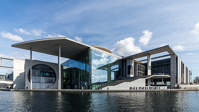 The Marie-Elisabeth-Lüders-Haus, one of the official buildings of the complex, housing the parliamentary library