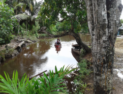 Kegiatan masyarakat Lagan Ulu, Kec Geragai menggunakan sungai sebagai jalur transportasi dengan menggunakan perahu
