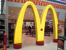 A McDonald's in Canada with Golden Arches featuring a maple leaf Mc donalds-toronto.jpg