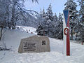 tschechisches Denkmal am Grenzübergang Die Wache in Myslivny (Jägerdörfel), Lausitzer Gebirge