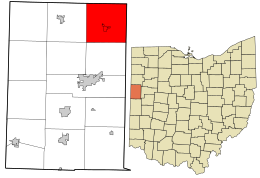 Ubicación en el condado de Mercer y el estado de Ohio.