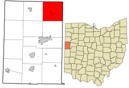 Lage in Mercer County und im Bundesstaat Ohio.