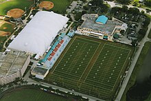 An aerial view of the former training facility of the Miami Dolphins in Davie, Florida Miami Dolphins Practice Facility (30658952840).jpg