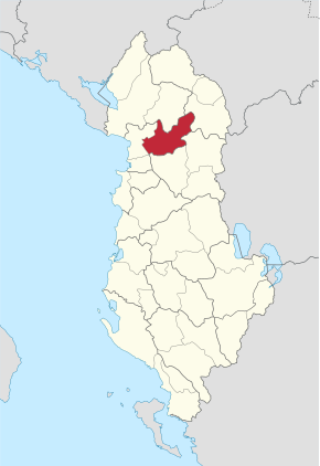 Poloha okresu Mirditë na mapě