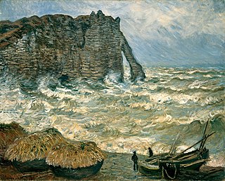 <i>Stormy Sea at Étretat</i> 1883 painting by Claude Monet