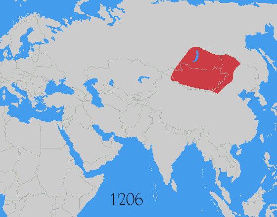 Animated map showing growth of the Mongol Empire