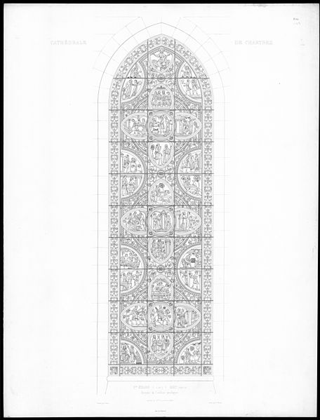 File:Monografie de la Cathedrale de Chartres - Atlas - Vitrail de Enfant Prodigue - Gravure au trait.jpg