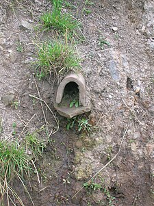 Mug and sole drain (18th century), essential in the reclamation of the mosses. Mug and sole field drain.JPG