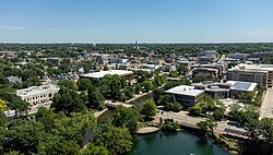 Aerial view of downtown Naperville