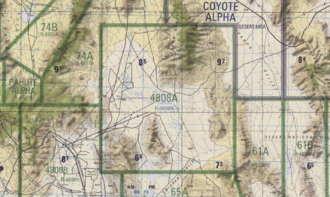 Groom Mine is depicted on a chart of the Nevada Test and Training Range made in 2008. NevadaTestRange 4808A.png