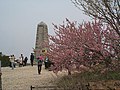 桜の時期の北堡塁陥落記念碑