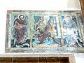 Spitalkirche St. Sigismund: Fresco Jungfrau Maria mit Kind, Hl. Koloman und Erzengel Michael mit Seelenwaage (1420/30)