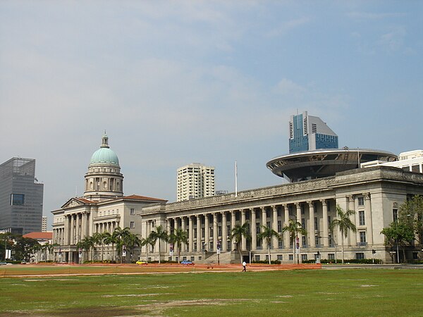 Old Supreme Court Building with the Padang, the New Supreme Court Building shown in the background