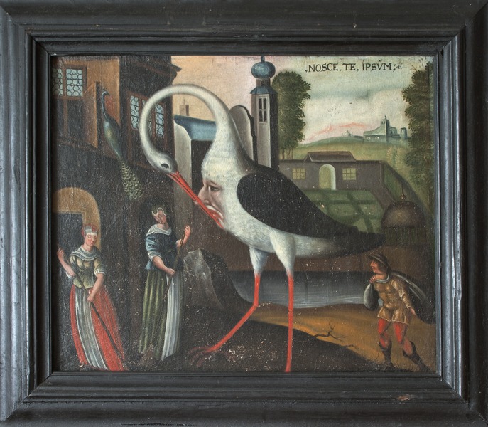 File:Oljemålning från 1600-talet på stork med ansikte på bröstet - Skoklosters slott - 95168.tif