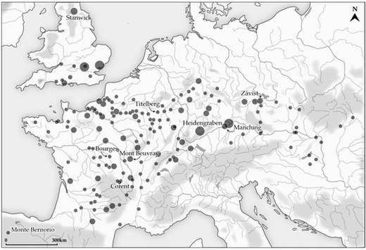 Distribution of fortified oppida, La Tène period