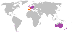 Mapa de distribuição do coelho-europeu.   nativo   introduzido