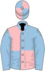 Light blue and pink (quartered), light blue sleeves