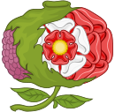 La rose et la grenade, emblème de Catherine d'Aragon.