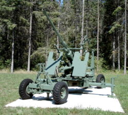 40 mm luftvärnskanon från svenska Bofors.