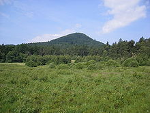 Moorwiese Brazilka, im Hintergrund die Lausche