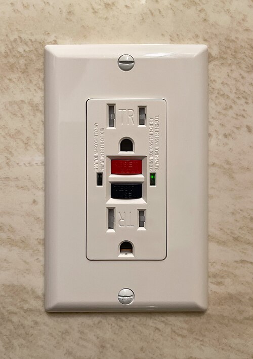 Typical GFCI receptacle found in North America