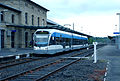 Saarbahn tram 1028 van het Bombardier type Flexity Link te Sarreguemines.