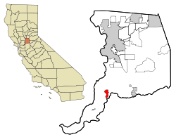 Ubicación en el condado de Sacramento y el estado de California