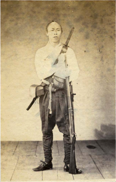 File:Samurai with Musket and Sword by Ueno Hikoma 1860s.png