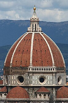 The dome of Santa Maria del Fiore Cathedral, also known as the Duomo, in Florence, Italy, which includes a cupola. Santa Maria del Fiore, Duomo.JPG