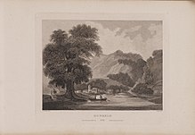 Engraving of Dunkeld by James Fittler in Scotia Depicta, published 1804