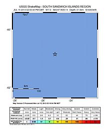 Mapa del terremoto del 15 de julio de 2013.