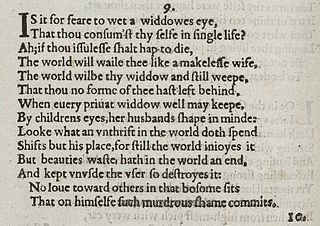 <span class="mw-page-title-main">Sonnet 9</span> Poem by William Shakespeare