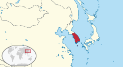 Situo de Sud-Koreio en ĝia regiono.