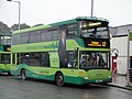 Southern Vectis 1103 Blackgang Chine (HW08 AOS), a Scania OmniCity, at stanc C of Newport, Isle of Wight bus station on route 12. From October 2010 route 12 was moved to depart from stand F outside the library instead of from stand C.