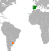 Location map for Spain and Uruguay.