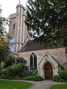 St Mary's Church, which gives the street is name. St Mary's Church, Barnes 11.JPG
