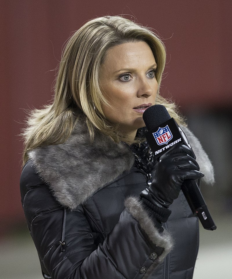 NFL sideline reporter Stacey Dales on the sidelines before the Los Angeles  Rams take on the San Francisco 49ers in the NFL NFC Championship game,  Sunday, Jan. 30, 2022 in Inglewood, Calif.