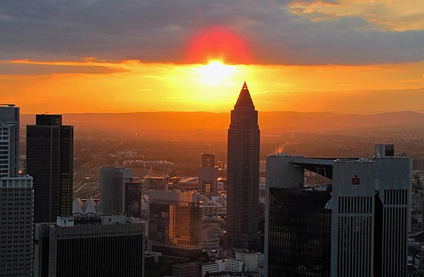 Messeturm at sunset