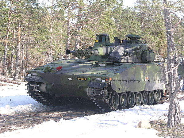 The Infantry fighting vehicle CV 90 produced and used by Sweden.