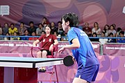 Deutsch: Tischtennis bei den Olympischen Jugendspielen 2018; Tag 9, 15. Oktober 2018; Mixed, Finale, Mixed-Doppel – Miu Hirano (JPN) gegen Sun Yingsha (CHN) 2:3 English: Table tennis at the 2018 Summer Youth Olympics at 15 October 2018 – Mixed Final, Mixed-Double – Miu Hirano (JPN) Vs Sun Yingsha (CHN) 2:3